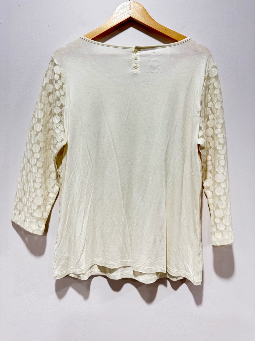 Talbots Ivory Textured Circle Mesh Overlay Top Size L - Picture 2 of 4